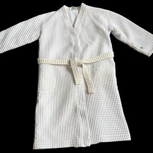 Women's one size white waffle weave bathrobe from Hotel Collection. Terry lined.